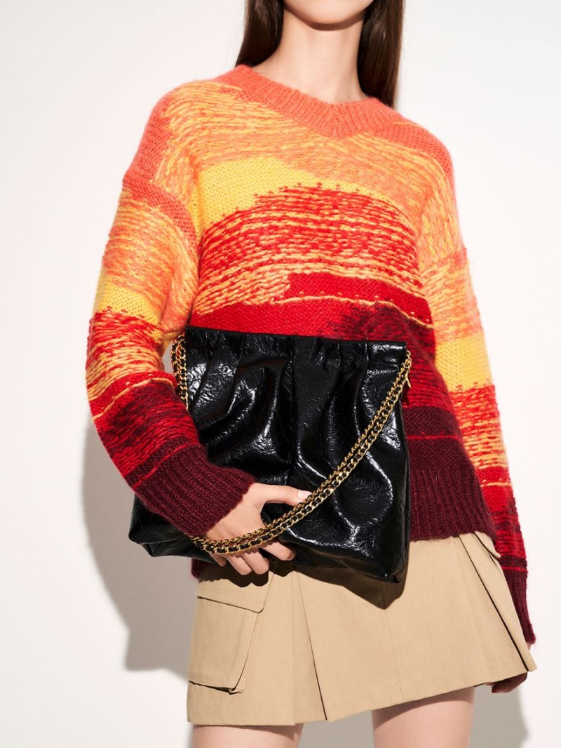 τσάντα hobo Charles And Keith Duo Double Chain μαυρα | 39862-KIMB