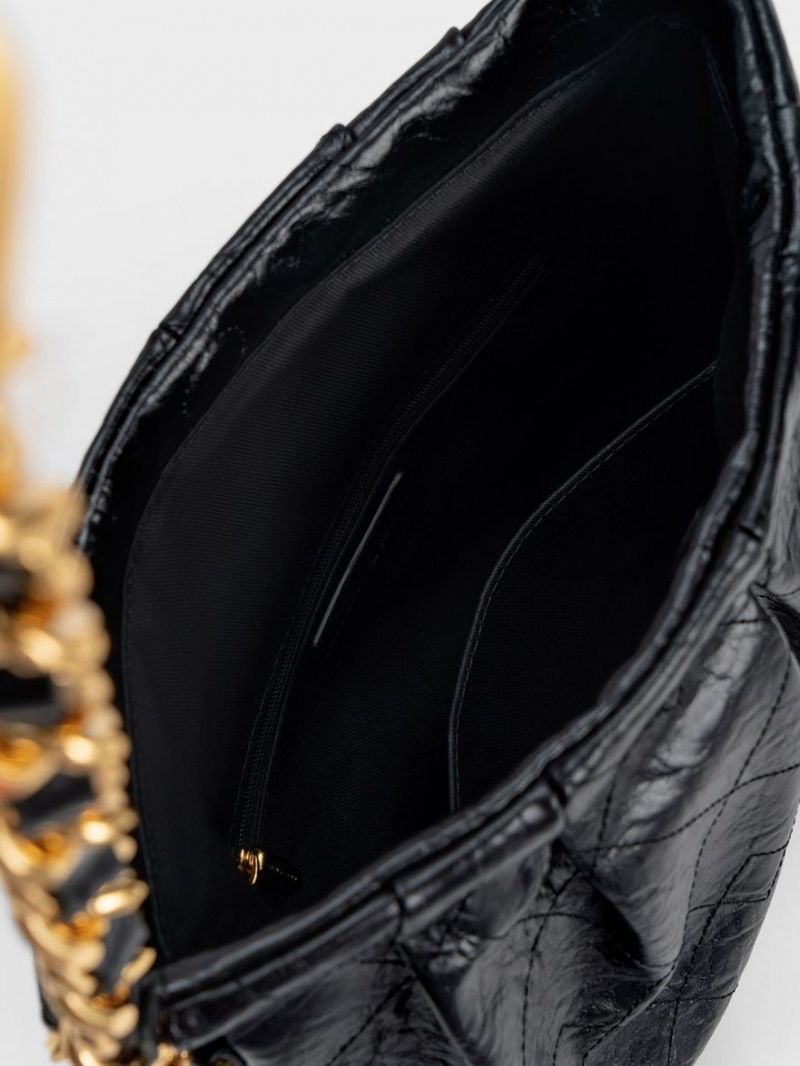τσάντα hobo Charles And Keith Duo Double Chain μαυρα | 39862-KIMB