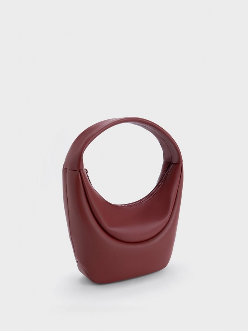 τσάντα hobo Charles And Keith Elongated Curved κοκκινα | 12943-FGAB