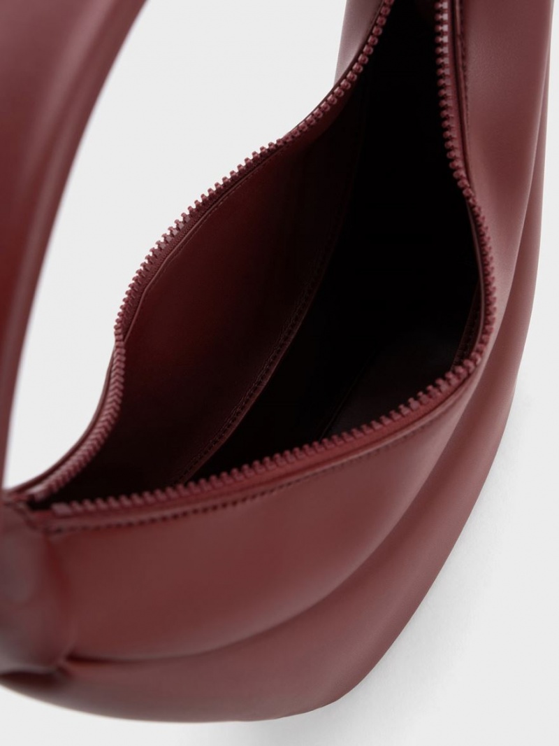 τσάντα hobo Charles And Keith Elongated Curved κοκκινα | 12943-FGAB