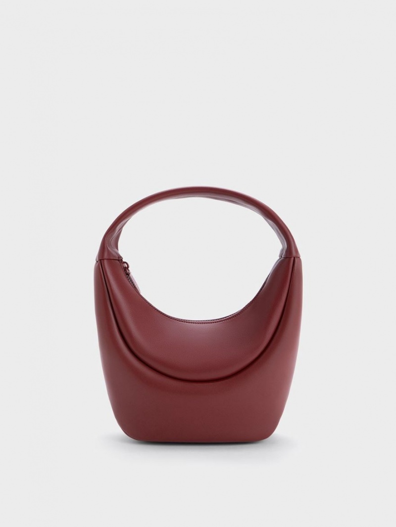 τσάντα hobo Charles And Keith Elongated Curved κοκκινα | 12943-FGAB
