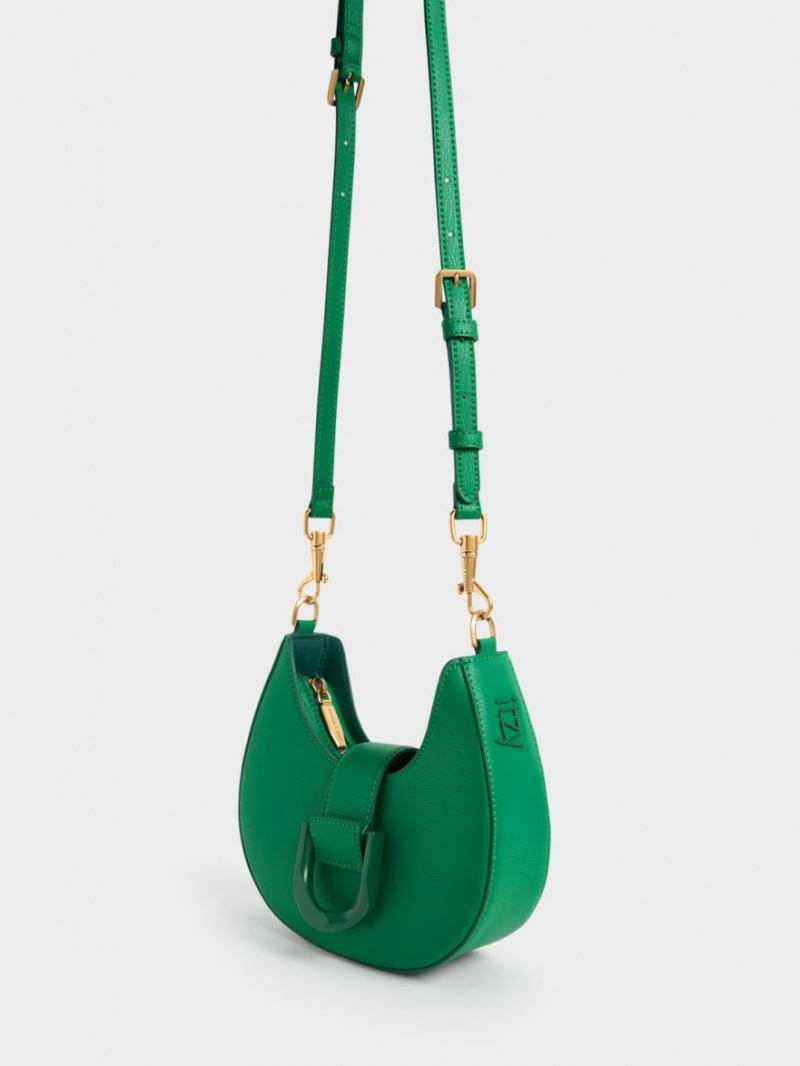 τσάντα hobo Charles And Keith Gabine Belted πρασινο | 04869-PYIH