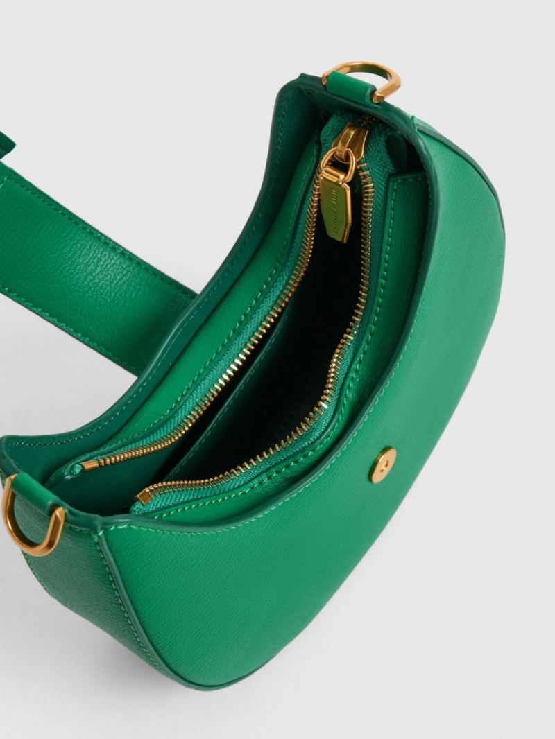 τσάντα hobo Charles And Keith Gabine Belted πρασινο | 04869-PYIH