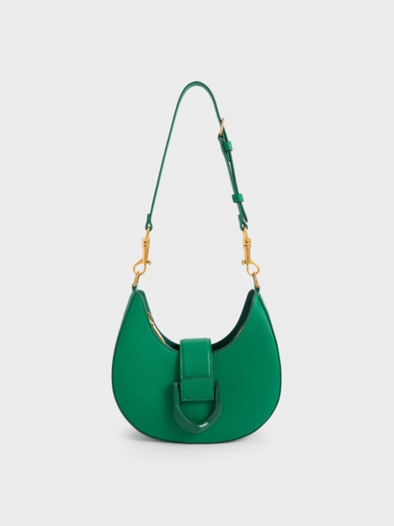 τσάντα hobo Charles And Keith Gabine Belted πρασινο | 04869-PYIH
