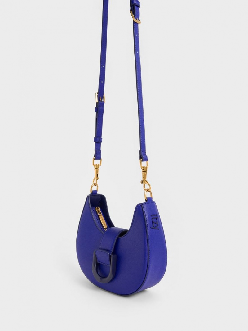 τσάντα hobo Charles And Keith Gabine Belted μπλε | 16248-LTWC