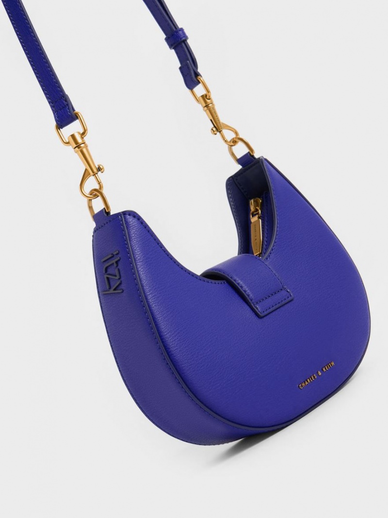 τσάντα hobo Charles And Keith Gabine Belted μπλε | 16248-LTWC