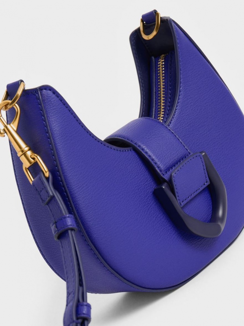 τσάντα hobo Charles And Keith Gabine Belted μπλε | 16248-LTWC