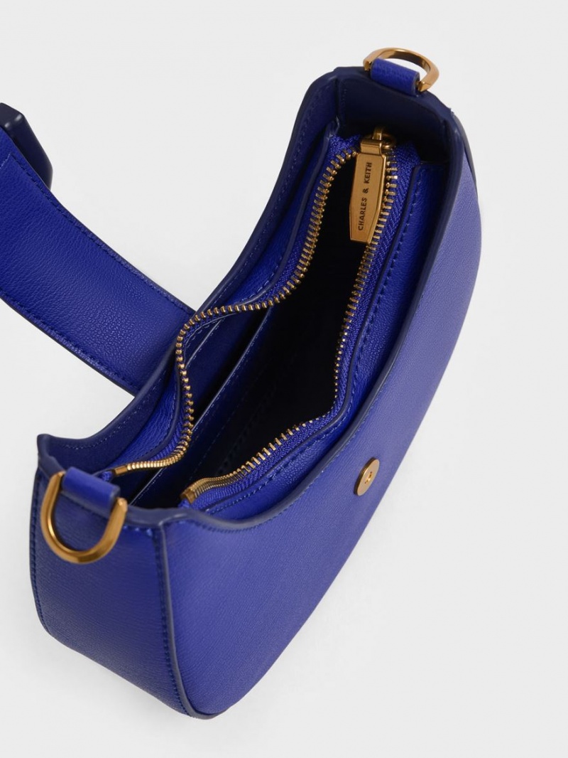 τσάντα hobo Charles And Keith Gabine Belted μπλε | 16248-LTWC