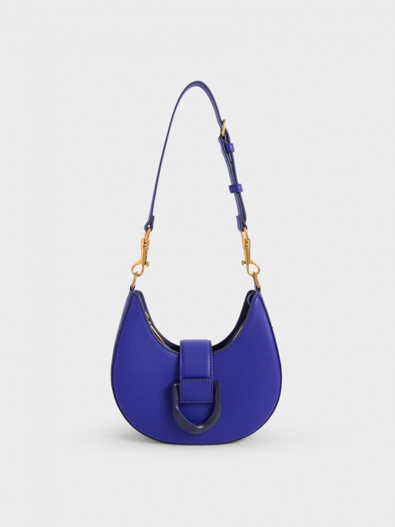 τσάντα hobo Charles And Keith Gabine Belted μπλε | 16248-LTWC