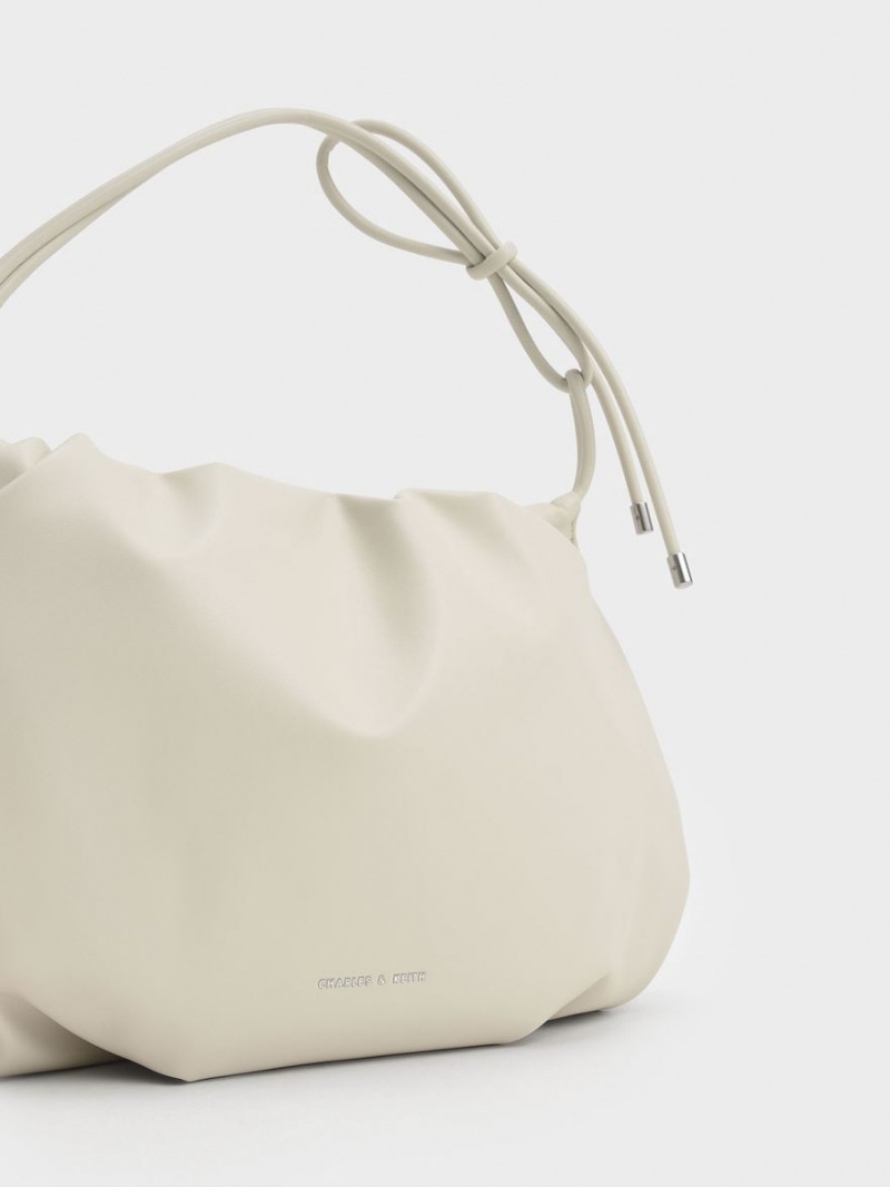 τσάντα hobo Charles And Keith Knotted Handle ασπρα | 29740-GNDC