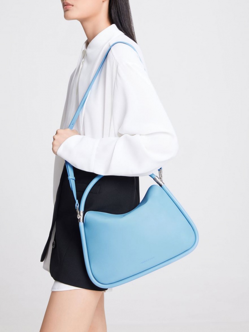 τσάντα hobo Charles And Keith Lara μπλε | 30451-UXMO