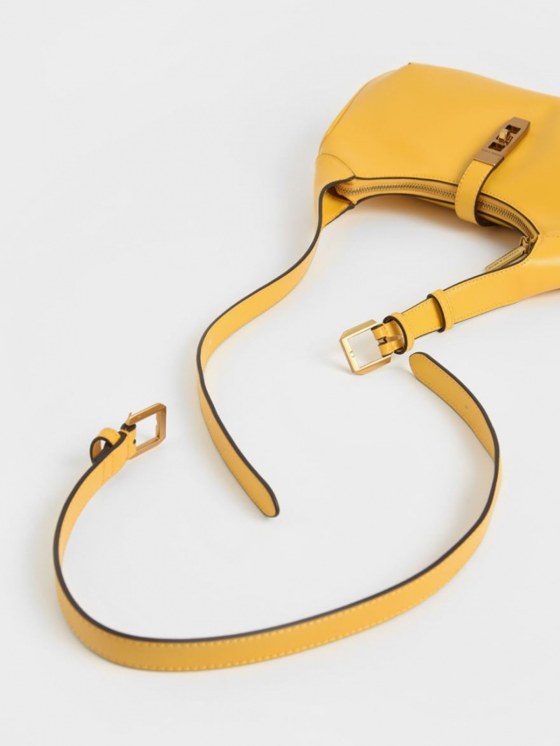 τσάντα hobo Charles And Keith Metallic Accent κίτρινα | 97251-TSWP