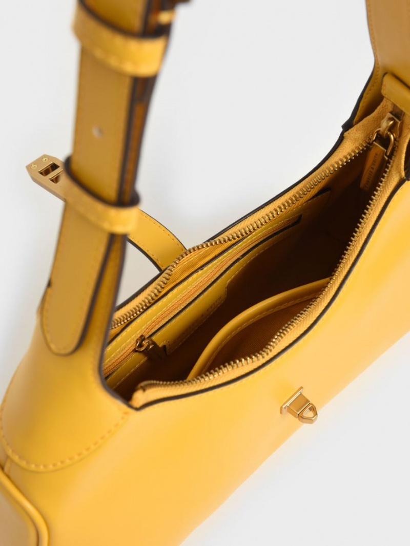 τσάντα hobo Charles And Keith Metallic Accent κίτρινα | 97251-TSWP