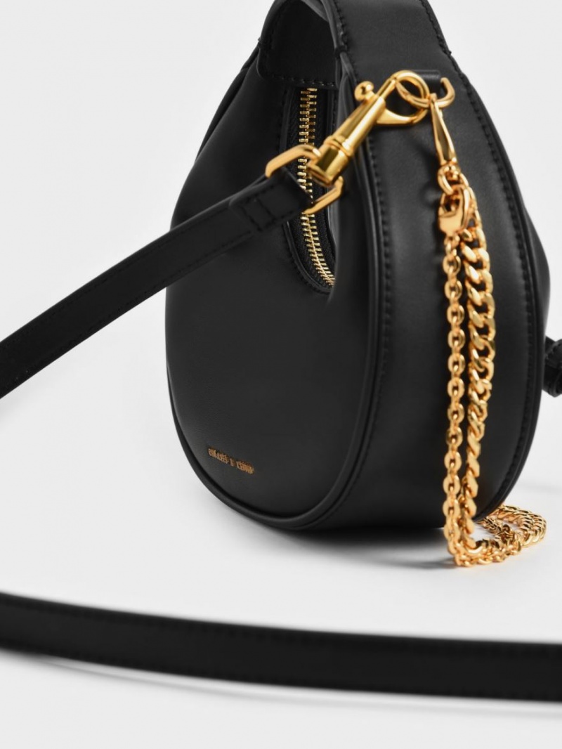 τσάντα hobo Charles And Keith Mini Crescent μαυρα | 53620-FRPT