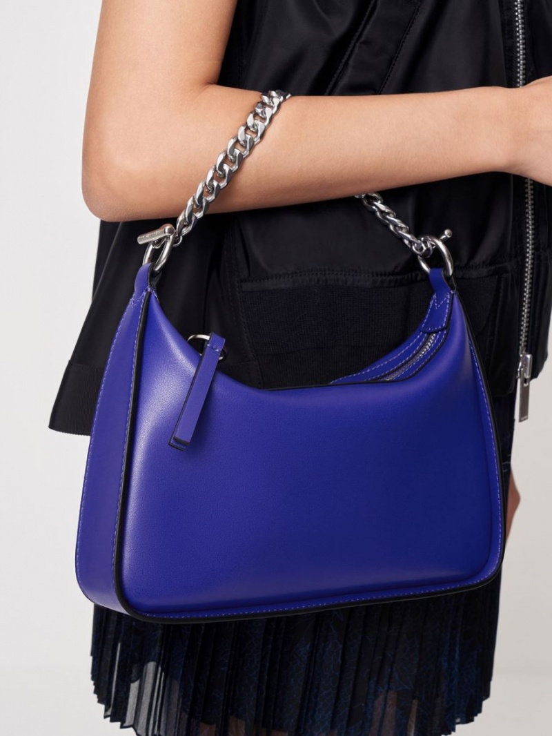 τσάντα hobo Charles And Keith Minta Chain-Link μπλε | 96841-KWBX