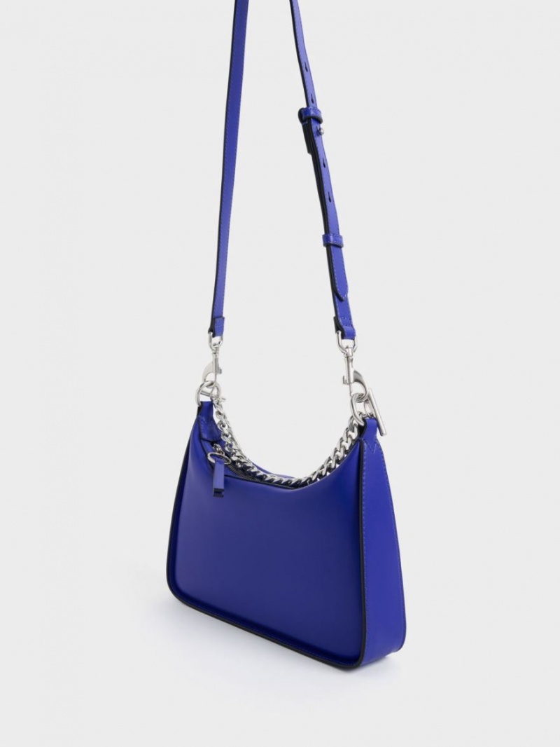 τσάντα hobo Charles And Keith Minta Chain-Link μπλε | 96841-KWBX