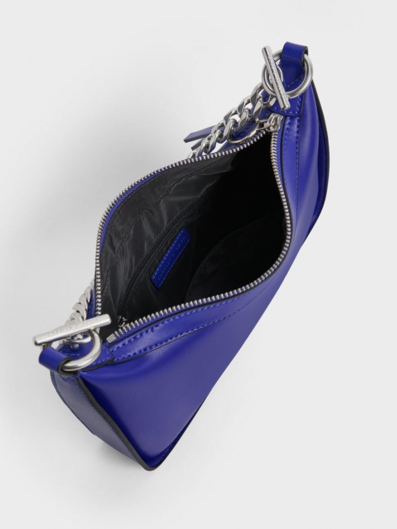 τσάντα hobo Charles And Keith Minta Chain-Link μπλε | 96841-KWBX