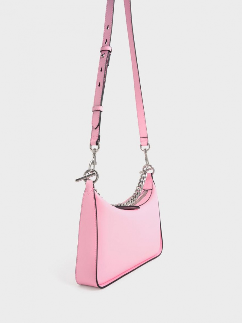 τσάντα hobo Charles And Keith Minta Chain-Link ροζ | 97240-ZLSQ