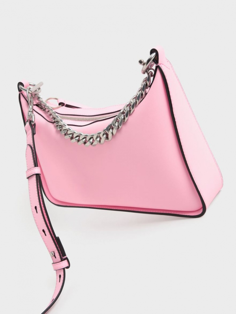 τσάντα hobo Charles And Keith Minta Chain-Link ροζ | 97240-ZLSQ
