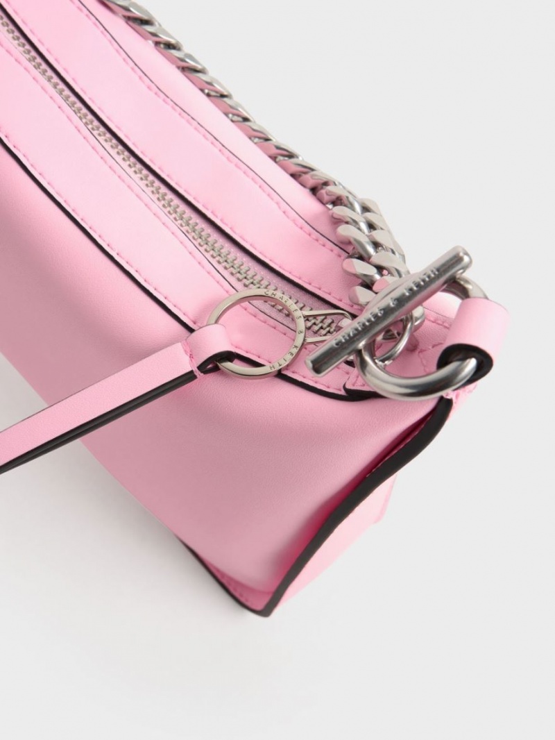 τσάντα hobo Charles And Keith Minta Chain-Link ροζ | 97240-ZLSQ