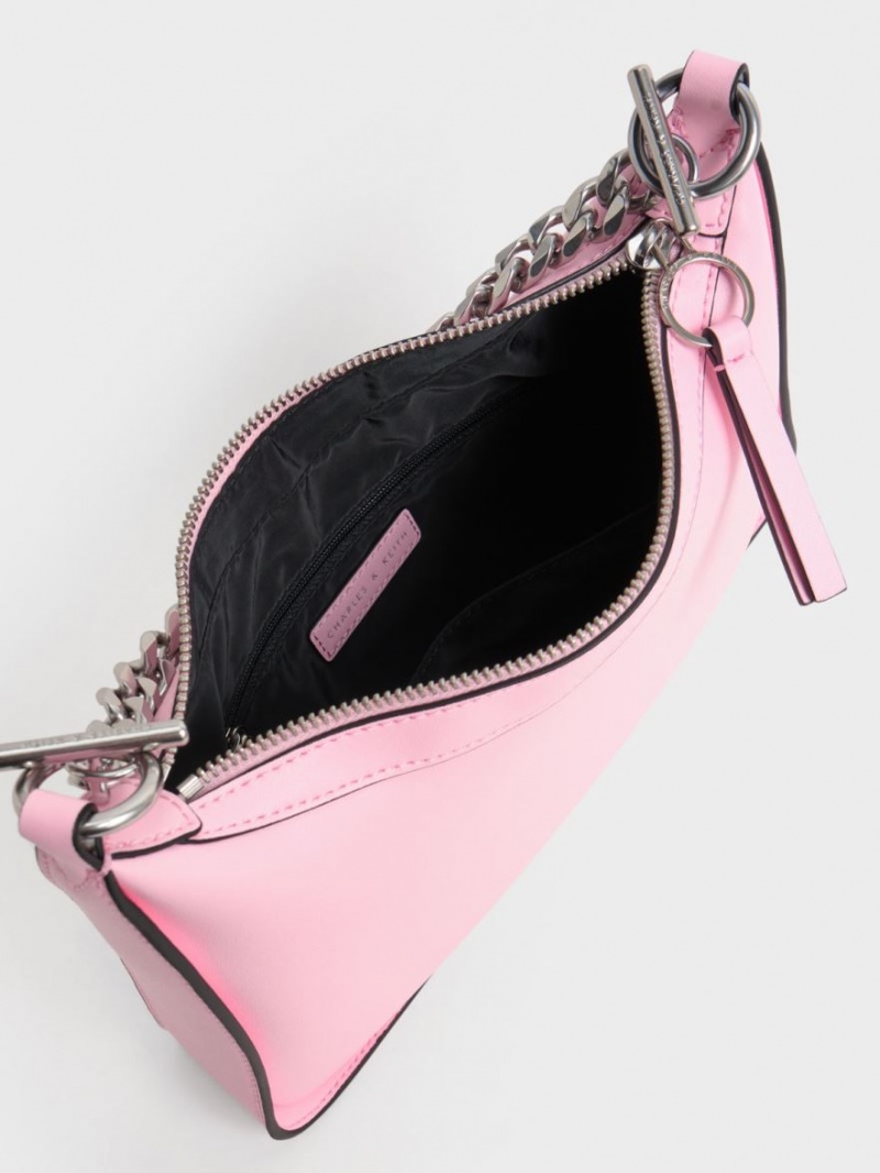 τσάντα hobo Charles And Keith Minta Chain-Link ροζ | 97240-ZLSQ