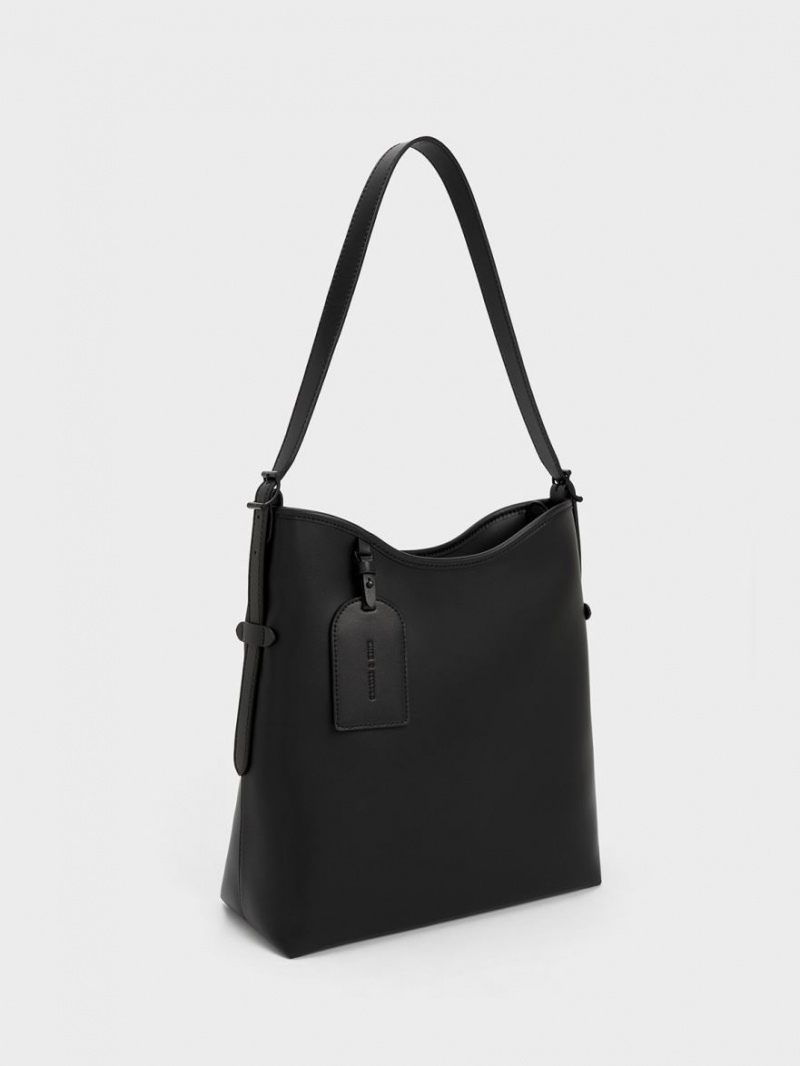 τσάντα hobo Charles And Keith Naomi Slouchy μαυρα | 95274-PURK