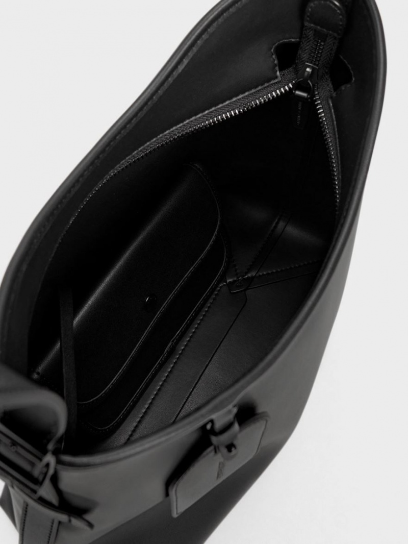 τσάντα hobo Charles And Keith Naomi Slouchy μαυρα | 95274-PURK