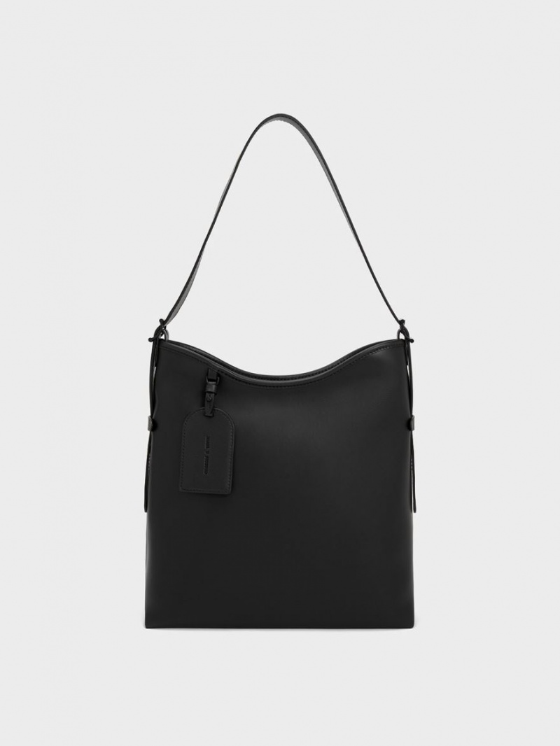 τσάντα hobo Charles And Keith Naomi Slouchy μαυρα | 95274-PURK