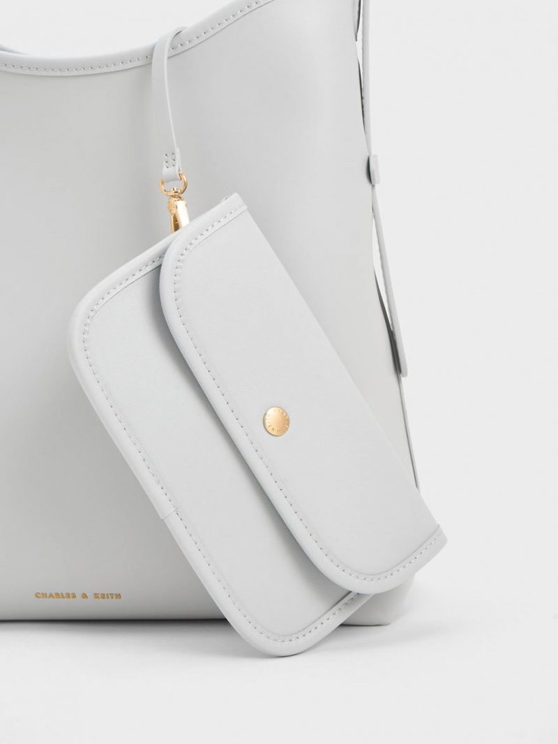 τσάντα hobo Charles And Keith Naomi Slouchy γκρι | 98735-XPVB