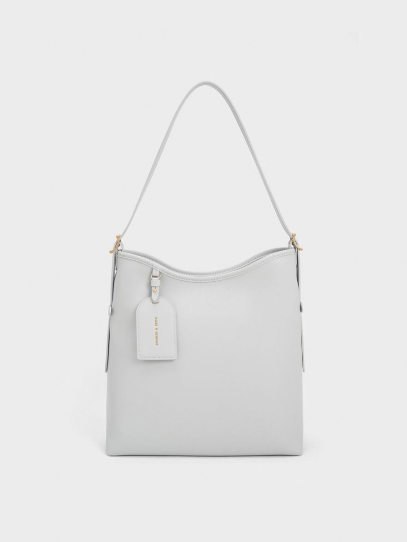τσάντα hobo Charles And Keith Naomi Slouchy γκρι | 98735-XPVB