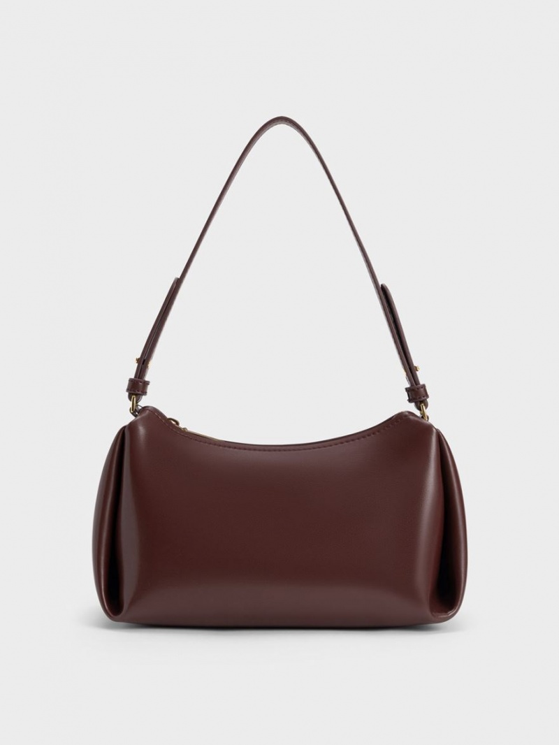 τσάντα hobo Charles And Keith Nezu Chain Handle σκούρο σοκολάτα | 52846-SGDM