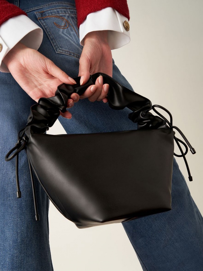 τσάντα hobo Charles And Keith Ruched Handle μαυρα | 27815-QLFK