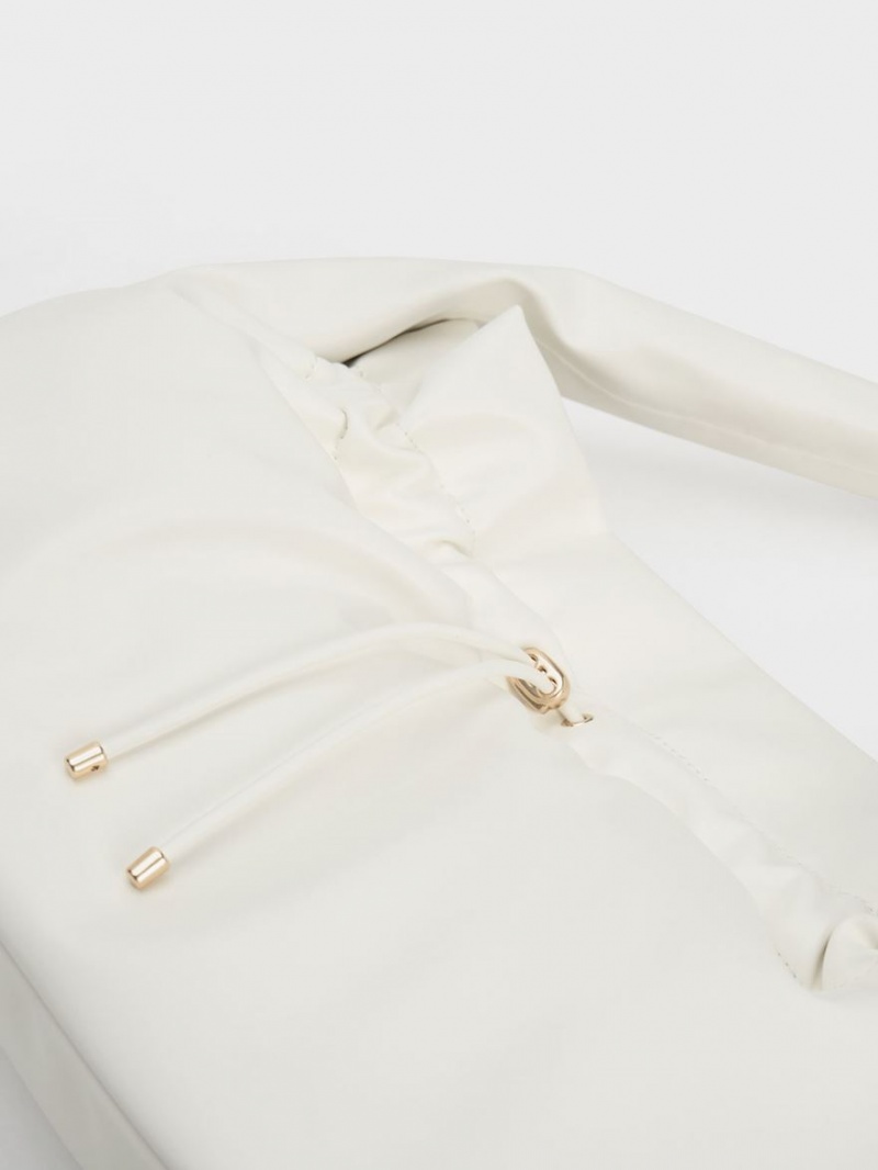 τσάντα hobo Charles And Keith Ruched ασπρα | 27315-TRYP
