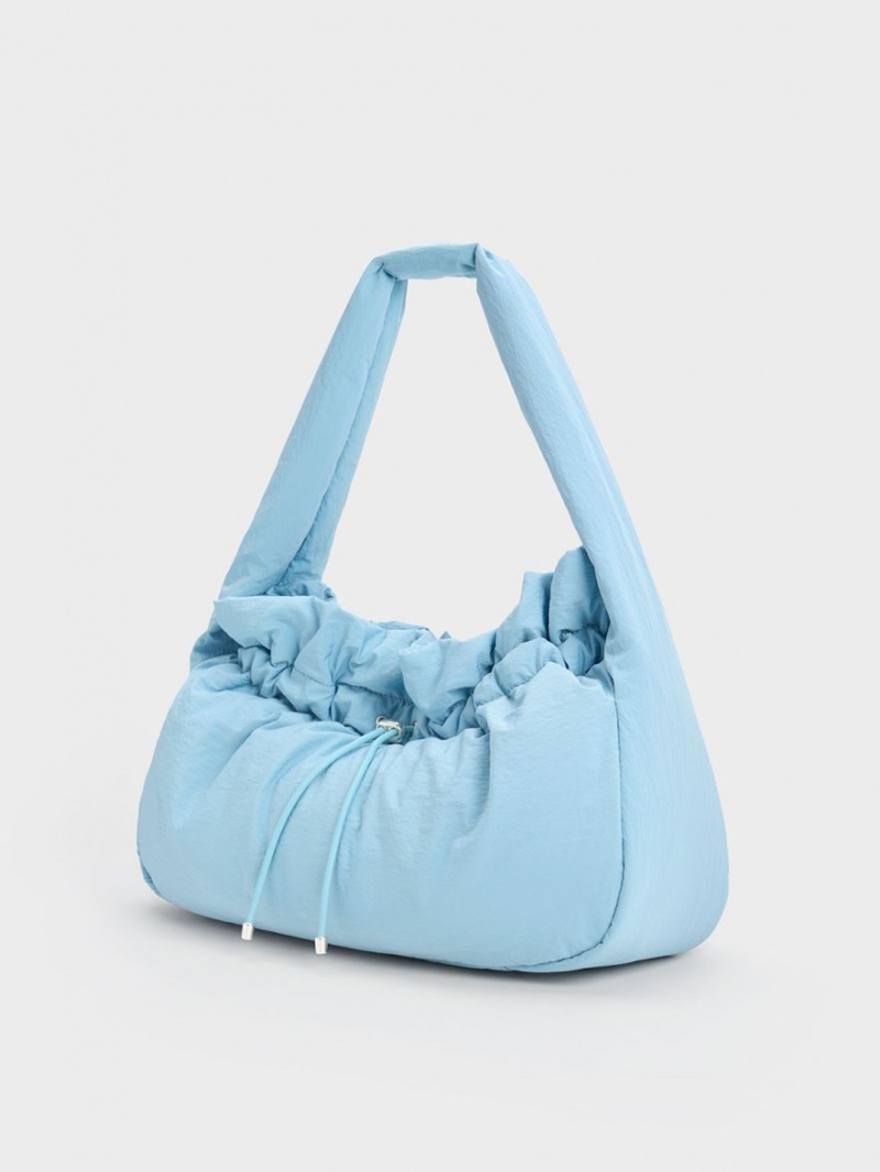 τσάντα hobo Charles And Keith Ruched ανοιχτο μπλε | 02453-SXMA