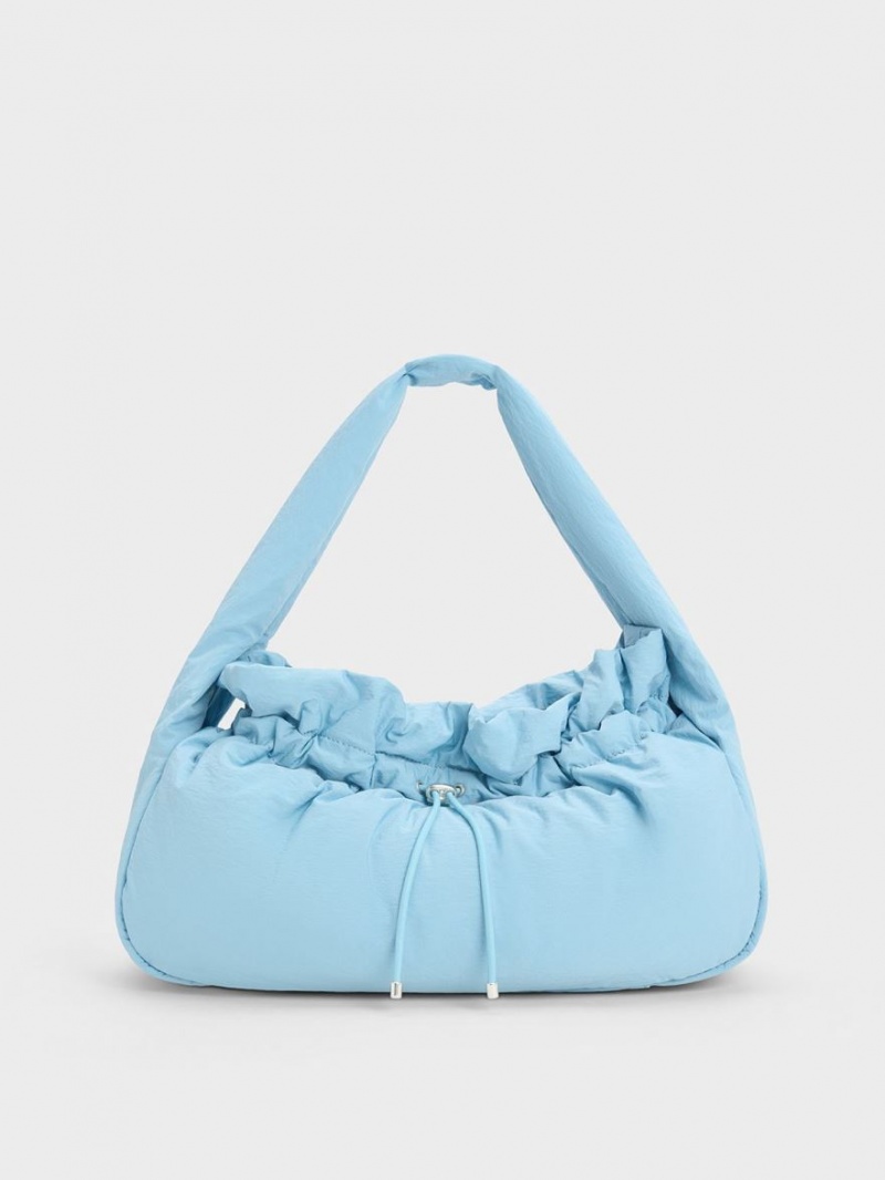 τσάντα hobo Charles And Keith Ruched ανοιχτο μπλε | 02453-SXMA