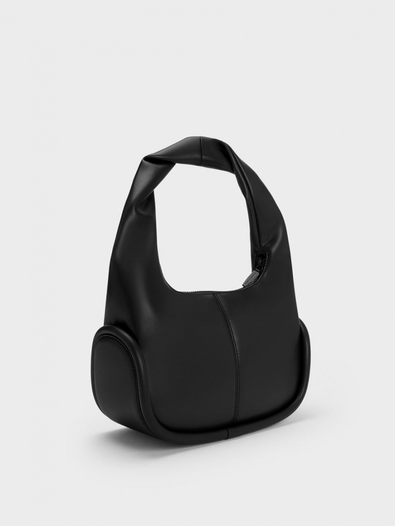 τσάντα hobo Charles And Keith Tubular Slouchy μαυρα | 14967-GMKL