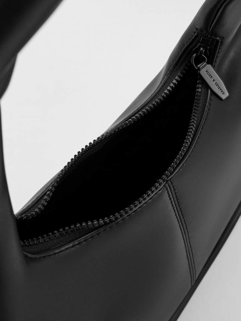 τσάντα hobo Charles And Keith Tubular Slouchy μαυρα | 14967-GMKL
