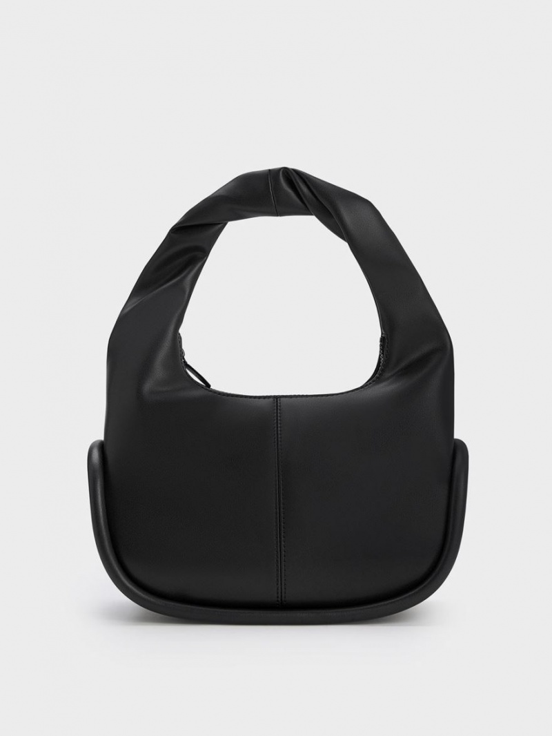 τσάντα hobo Charles And Keith Tubular Slouchy μαυρα | 14967-GMKL