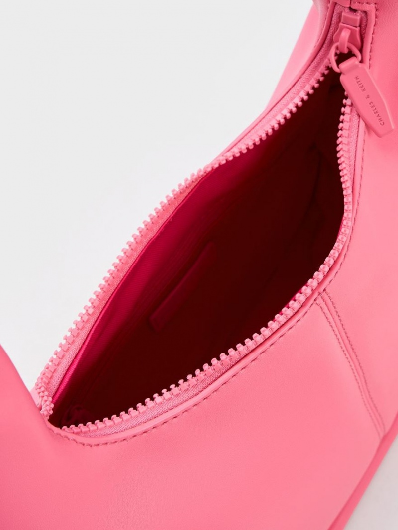 τσάντα hobo Charles And Keith Tubular Slouchy ροζ | 23587-YWRQ