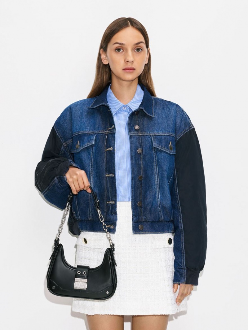 τσάντα hobo Charles And Keith Winslet Belted μαυρα | 40857-ORNG