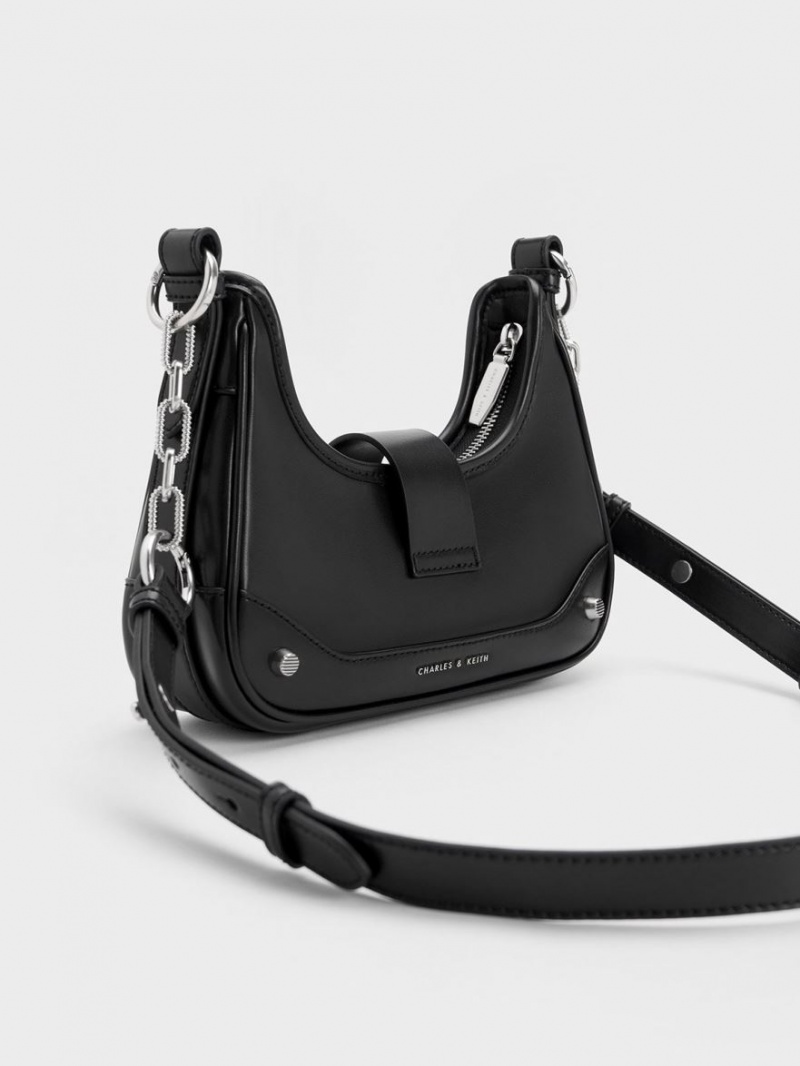 τσάντα hobo Charles And Keith Winslet Belted μαυρα | 40857-ORNG