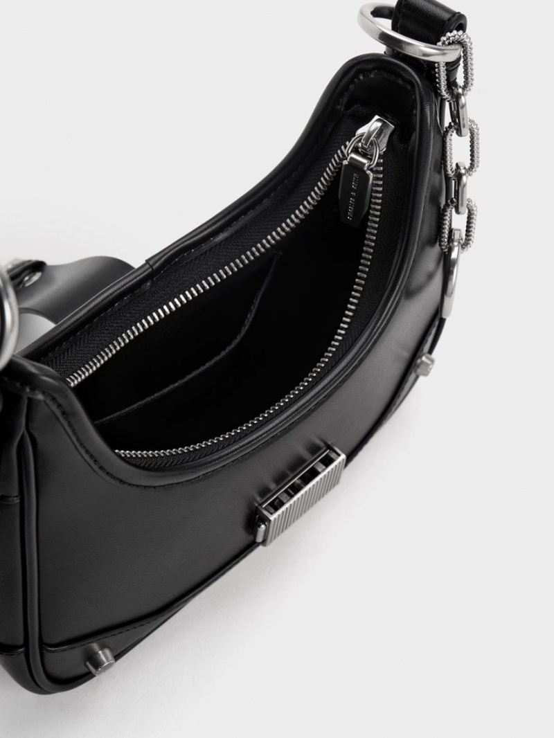 τσάντα hobo Charles And Keith Winslet Belted μαυρα | 40857-ORNG