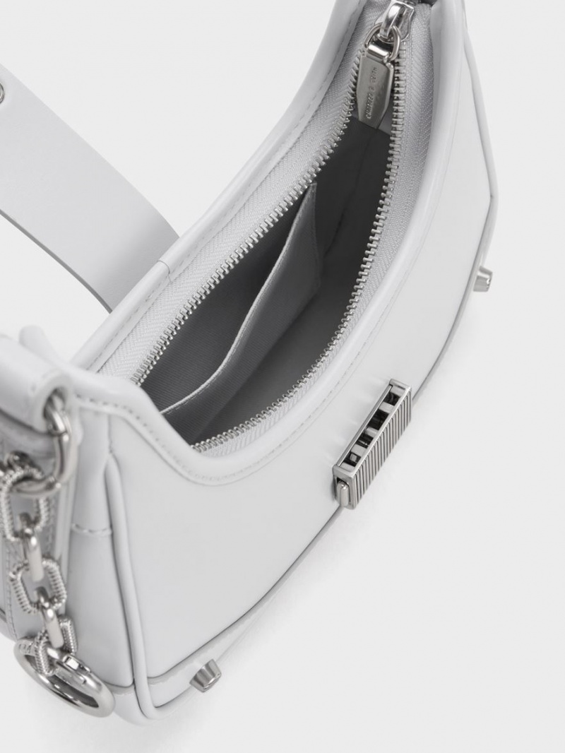τσάντα hobo Charles And Keith Winslet Belted ανοιχτο γκρι | 47235-TAJV