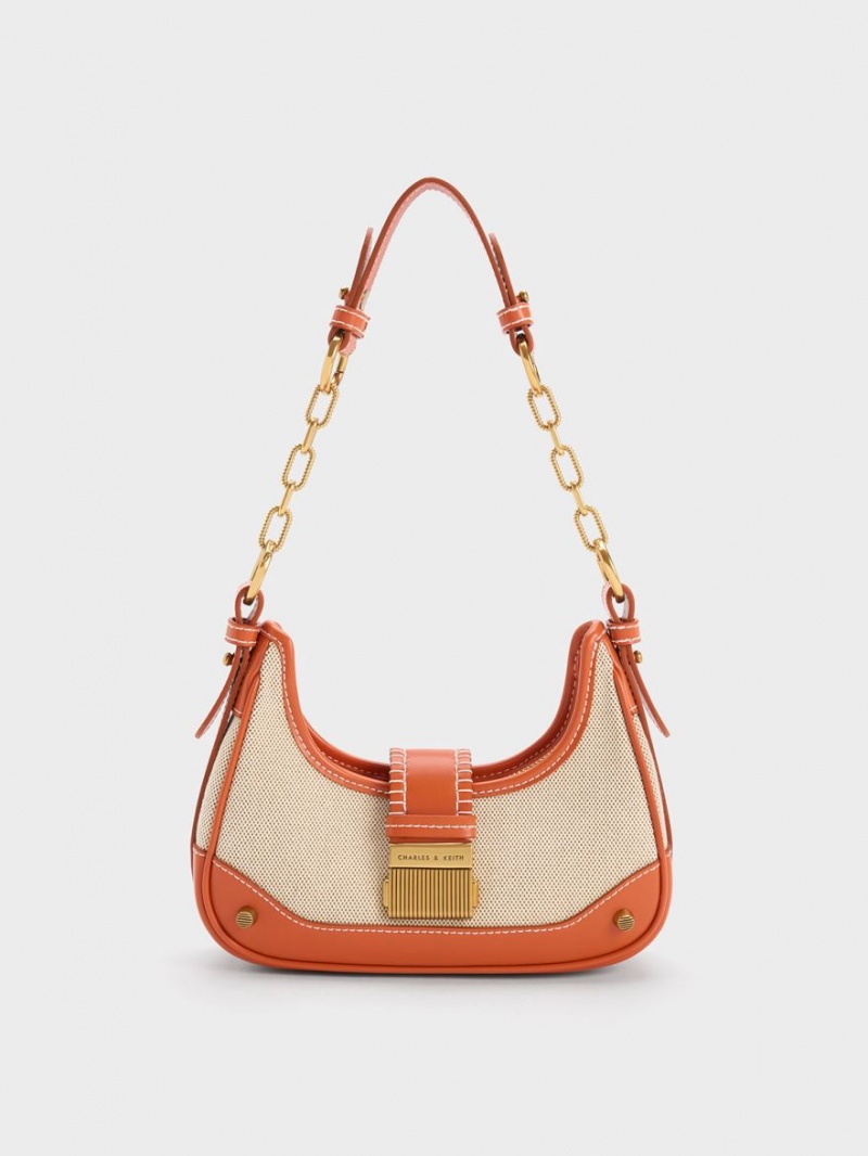 τσάντα hobo Charles And Keith Winslet καμβα Belted πορτοκαλι | 82536-YRGN
