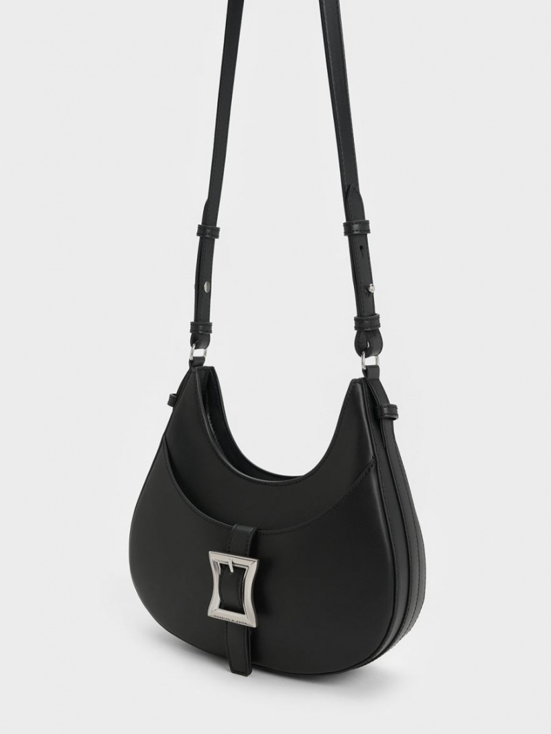 τσάντα hobo Charles And Keith Xanthe μαυρα | 06948-JKSY