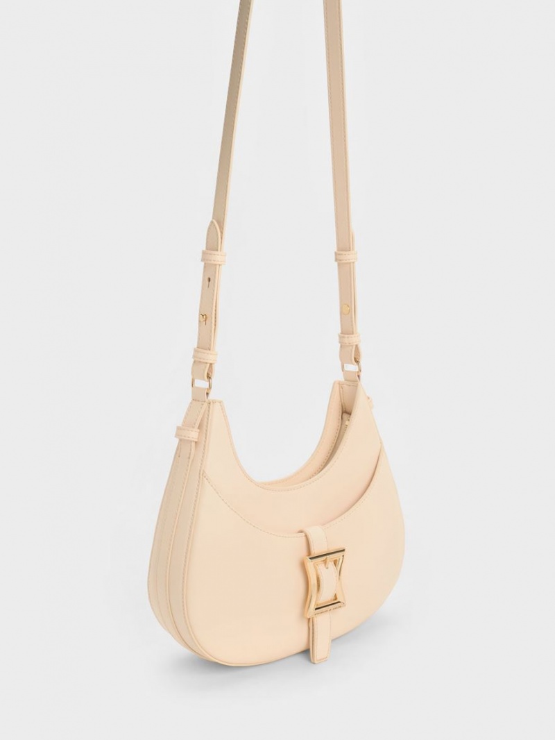 τσάντα hobo Charles And Keith Xanthe Μπεζ | 75328-MUSX