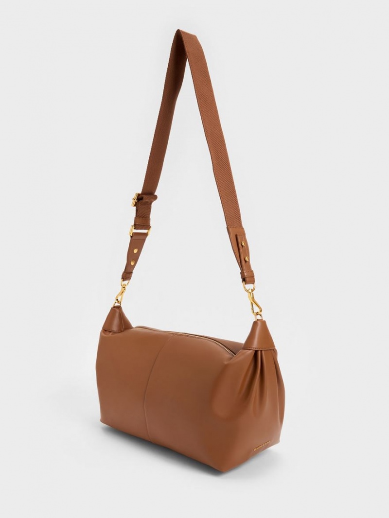 τσάντα hobo Charles And Keith Χοντρός Chain Link σοκολάτα | 35462-RJFB