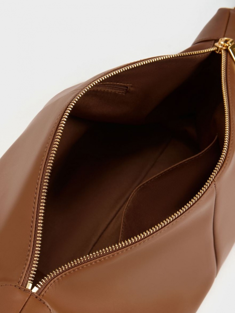 τσάντα hobo Charles And Keith Χοντρός Chain Link σοκολάτα | 35462-RJFB