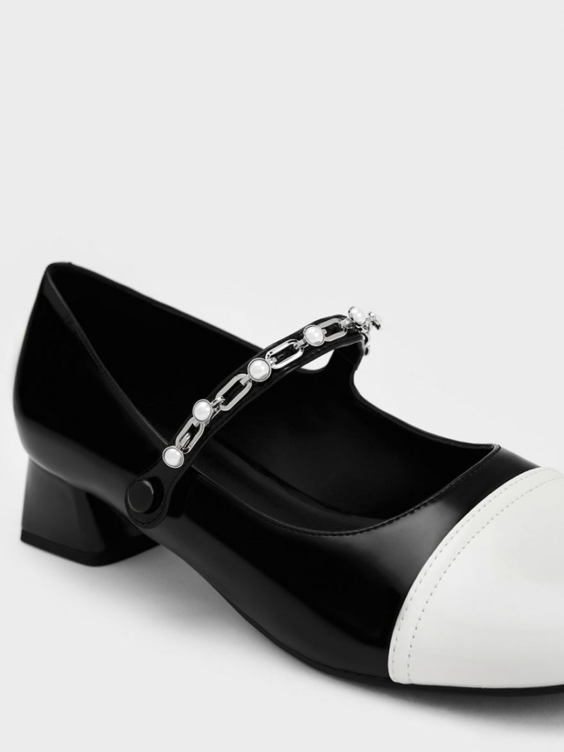 παπουτσια mary jane Charles And Keith Beaded Chain-Link μαυρα | 65498-GYRX