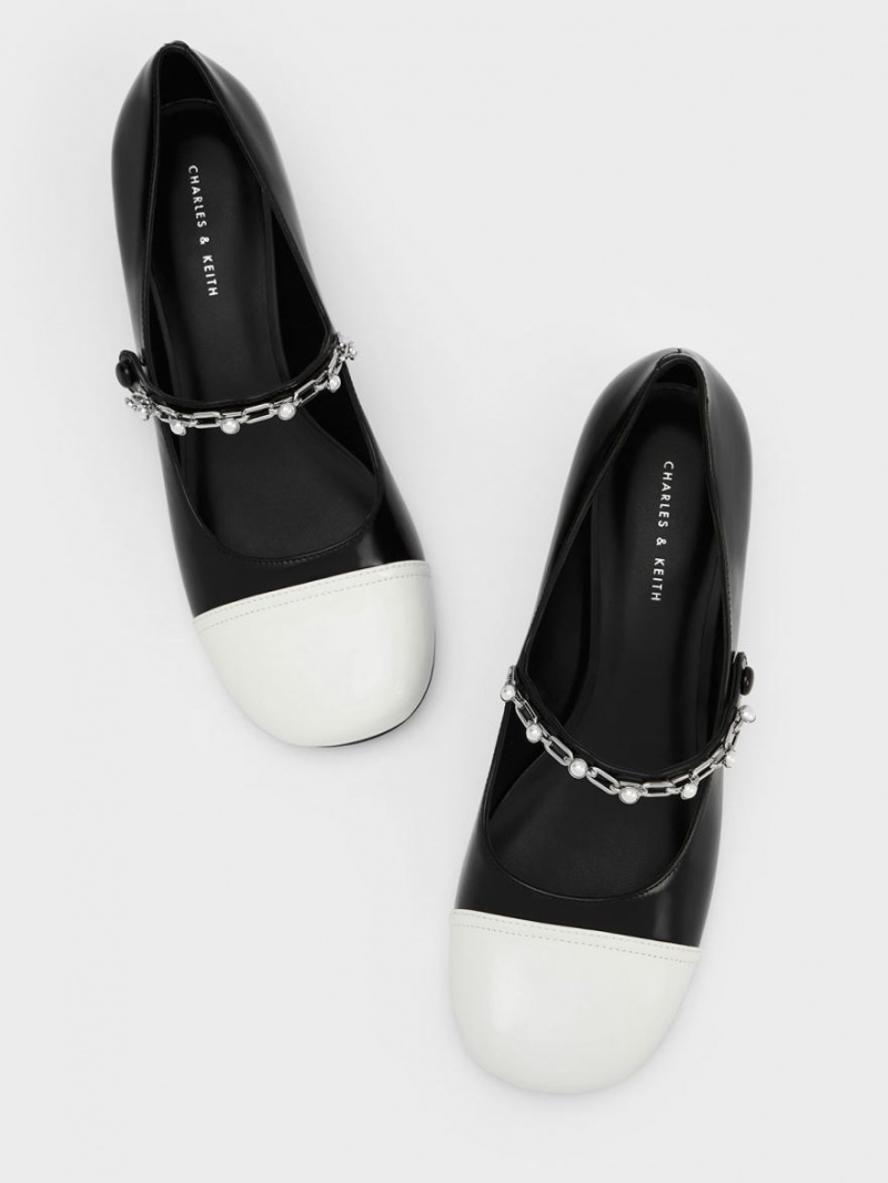 παπουτσια mary jane Charles And Keith Beaded Chain-Link μαυρα | 65498-GYRX